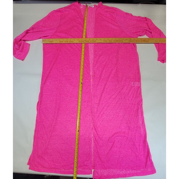 Long Cardi Hot Pink Lightweight Knit Open Front Womens 2XL By GeeGee NEW - Picture 7 of 7